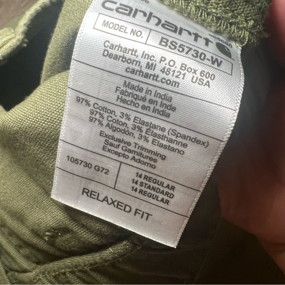 NWT Carhartt Women’s Rugged Flex Canvas Work Short Relaxed Fit Basil - Picture 7 of 15